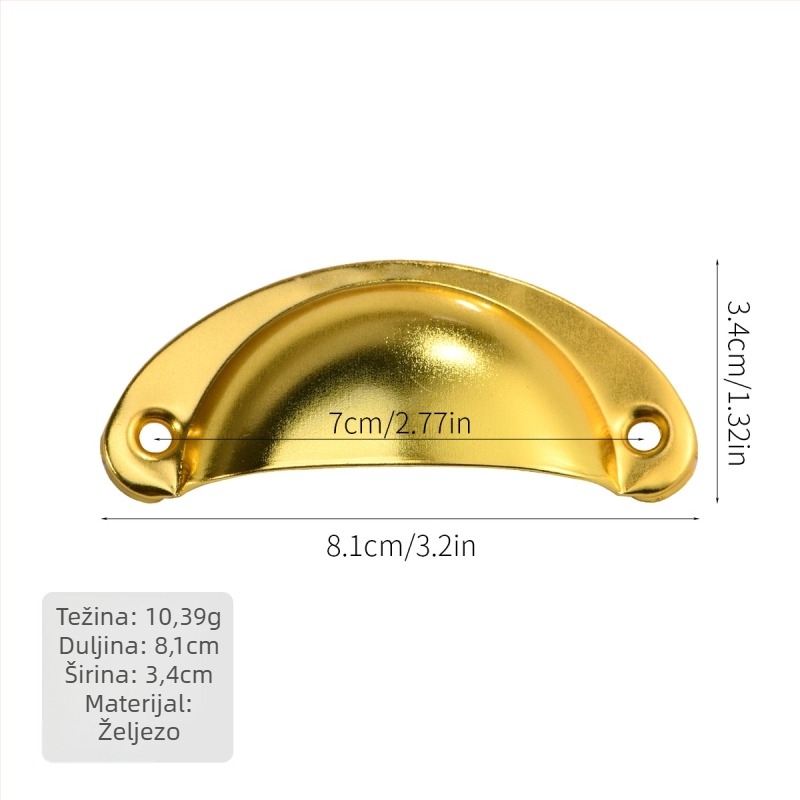 Željezna antik ladica ručica u obliku školjke, Jingmao 001, lijevano prešćeno (die casting), stil Novi kineski stil