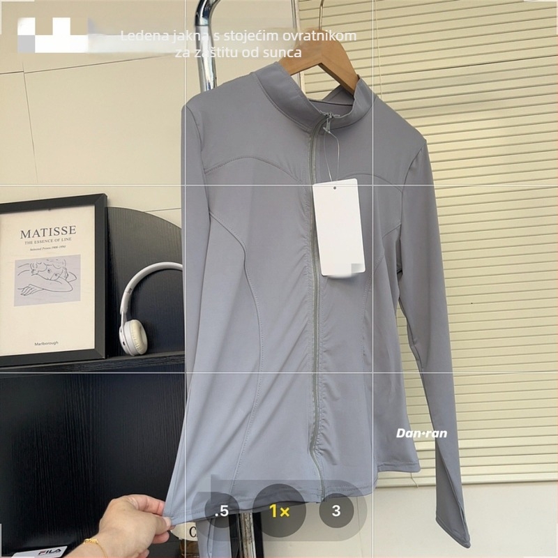 Ženski UV-zaštitni sportski top, mješavina regenerirane celuloze i spandeksa, 80–90% sadržaj vlakna, dugi rukavi, proljeće 2025