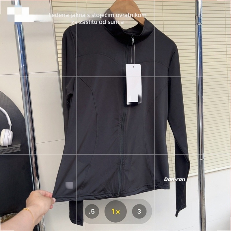 Ženski UV-zaštitni sportski top, mješavina regenerirane celuloze i spandeksa, 80–90% sadržaj vlakna, dugi rukavi, proljeće 2025