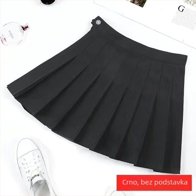 Plisirana suknja, jednofarbni uzorak, kratka duljina, smjesa poliestera i viskoze, crepe tkanina, Chenxin Chenyi marka