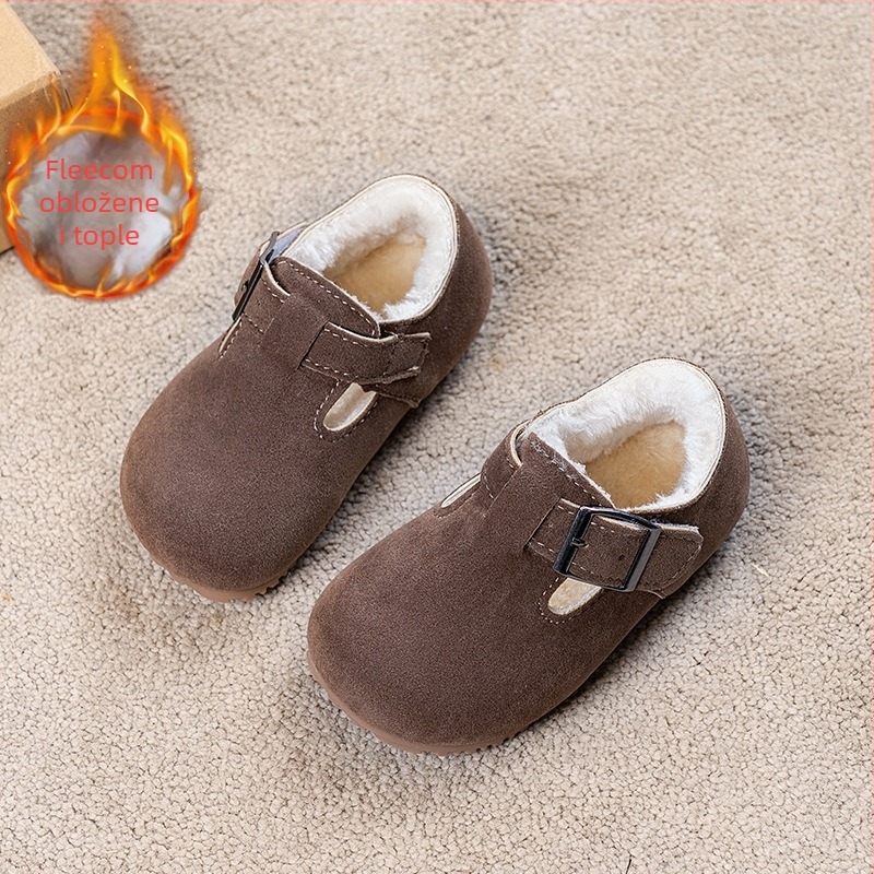 Dječje zimske čizme s kopčanjem, gornji dio od umjetne kože, gumeni đon, debeli dizajn, uzrast 1–12 godina