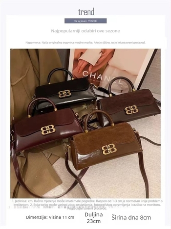 Torba preko tijela od prave kože, gradski street stil, mat finiš kože, horizontalni kvadratni oblik, džep za telefon