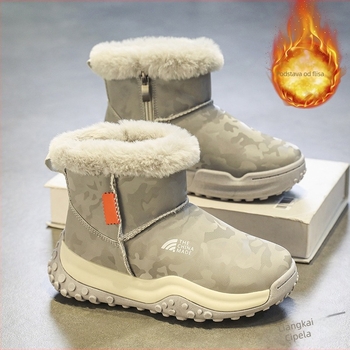 Unisex vodootporne dječje čizme za snijeg, PU gornji dio, gležnjače s debelim pamukom