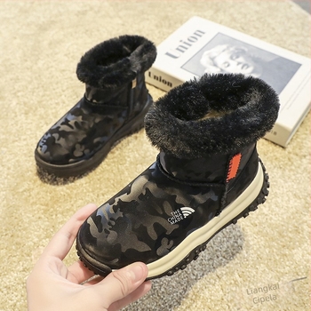 Unisex vodootporne dječje čizme za snijeg, PU gornji dio, gležnjače s debelim pamukom