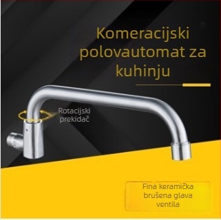 Ugradni kuhinjski slavine od 304 nehrđajućeg čelika s miješalnim ventilom, samo hladna voda, rotacija 360°