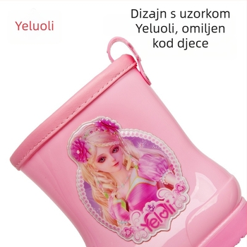 Dječje kišne čizme za djevojčice - protuklizne, vodootporne, PVC gornji dio, karikatura uzorak, niska pet 1–3 cm, dječje cipele za sve sezone