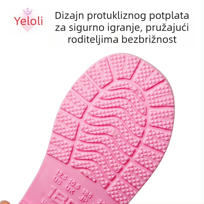 Dječje kišne čizme za djevojčice - protuklizne, vodootporne, PVC gornji dio, karikatura uzorak, niska pet 1–3 cm, dječje cipele za sve sezone