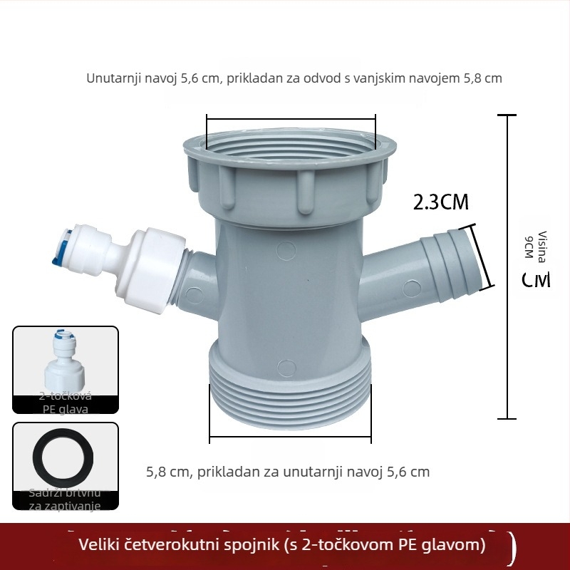 Kuhinjski odvodni spoj s interfejsom 5658, PPC materijal, veliki četverocjevni i trocjevni spoj, 58 mm, 200 g