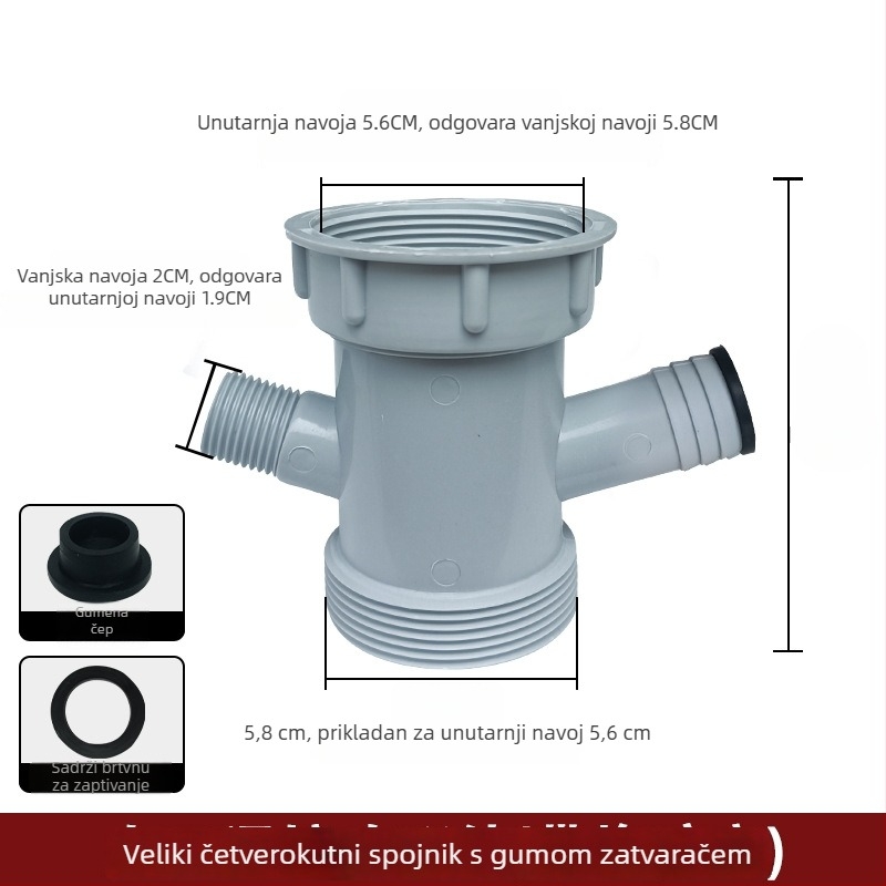 Kuhinjski odvodni spoj s interfejsom 5658, PPC materijal, veliki četverocjevni i trocjevni spoj, 58 mm, 200 g