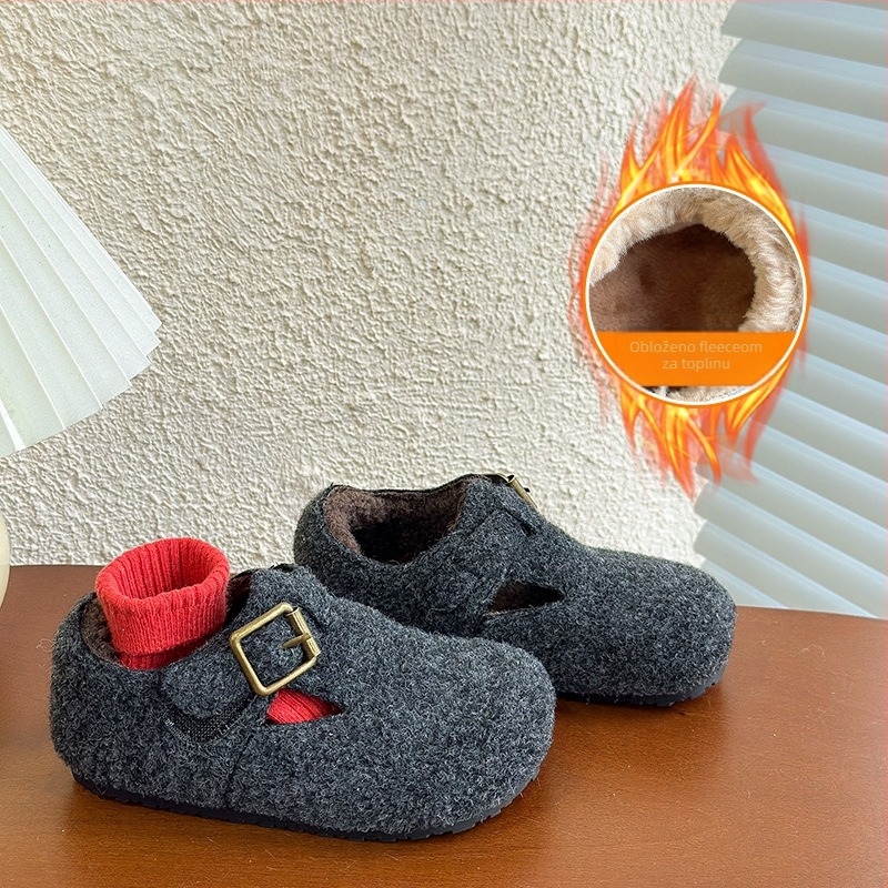 Dječje zimske cipele u Birkenstock stilu, leopard uzorak, zatvarač na Velcro, fleece podstava, gumeni potplat