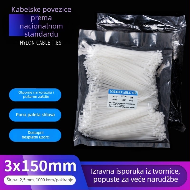 Samozaključavajući najlonski kaiš - PA66, širina 2,5 mm, za gradilište, otporan na niske temperature