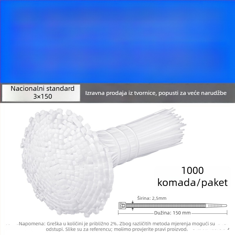 Samozaključavajući najlonski kaiš - PA66, širina 2,5 mm, za gradilište, otporan na niske temperature