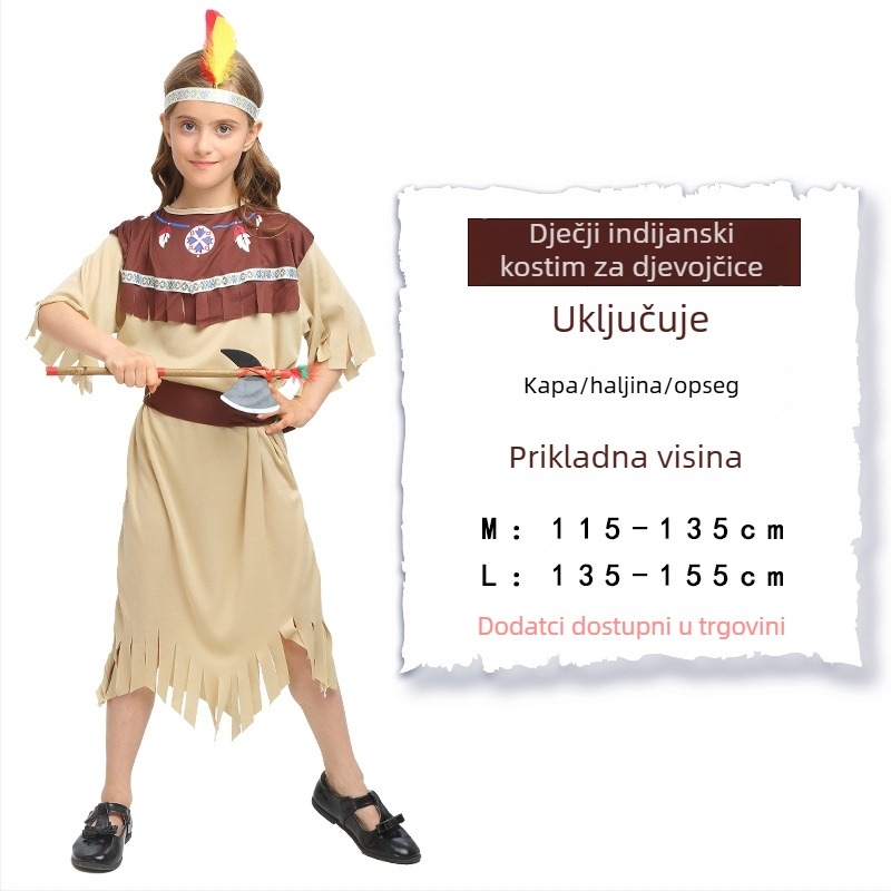 Halloween kostim – unisex u indijanskom stilu, pozorišna odjeća, 80-90% poliestera, jesen 2024, pogodan za osobe mlađe od 17 godina