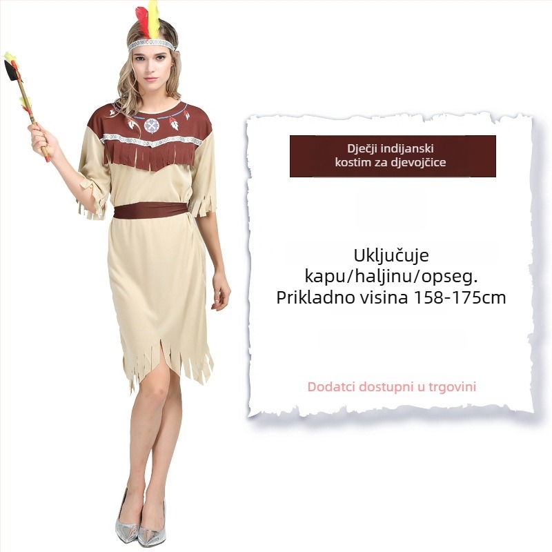Halloween kostim – unisex u indijanskom stilu, pozorišna odjeća, 80-90% poliestera, jesen 2024, pogodan za osobe mlađe od 17 godina