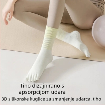 Ženske joga čarape s pet prstiju, srednje dužine, gradientni uzorak, češljani pamuk, silikon protivklizni