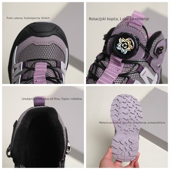 Djeca zimske planinarske tenisice s Velcro kopčanjem, gornji dio od mikrovlaknastog kože, gumeni đon, za zimu, unisex