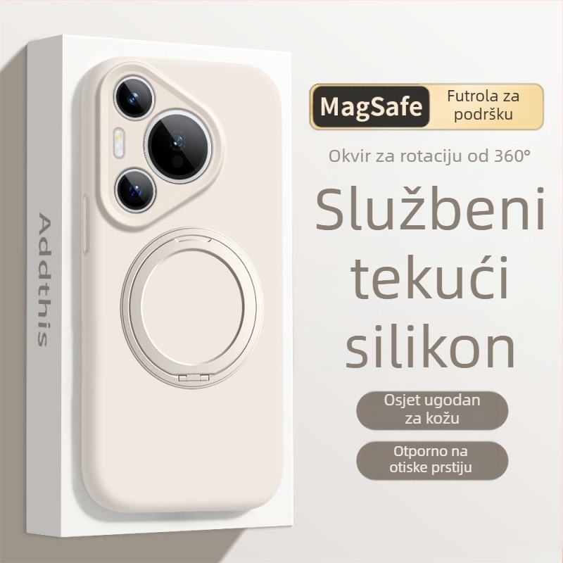 Kryt Huawei Mate 80 Pro od tekućeg silikona s rotirajućim držačem – otporno na pad, mat završna obrada, otporan na otiske prstiju