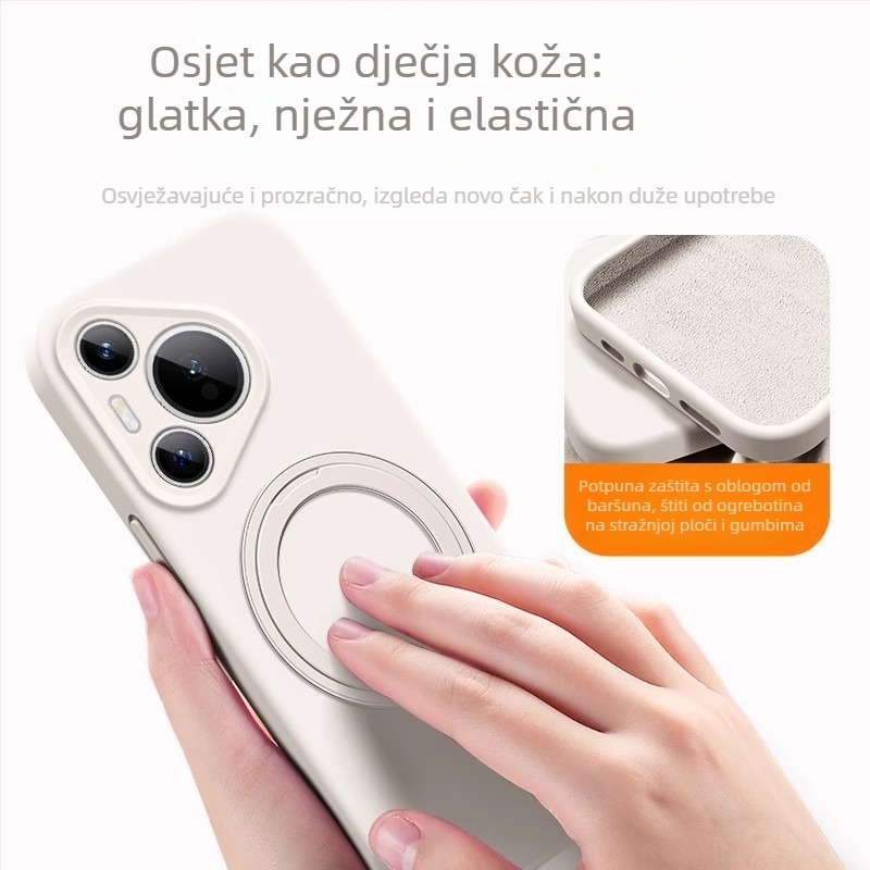 Kryt Huawei Mate 80 Pro od tekućeg silikona s rotirajućim držačem – otporno na pad, mat završna obrada, otporan na otiske prstiju