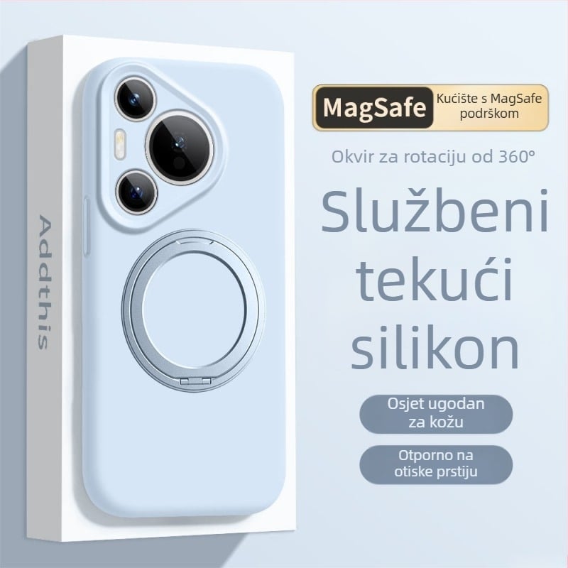 Kryt Huawei Mate 80 Pro od tekućeg silikona s rotirajućim držačem – otporno na pad, mat završna obrada, otporan na otiske prstiju