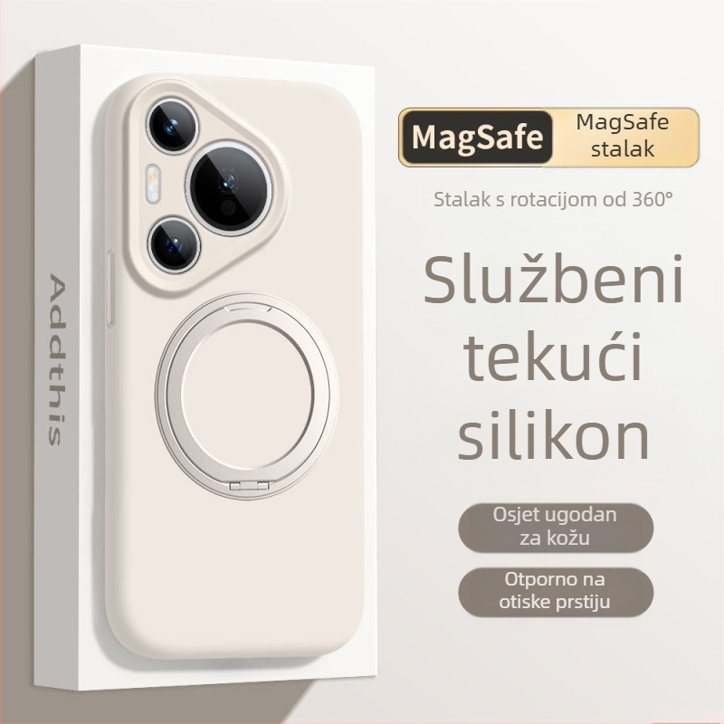 Kryt Huawei Mate 80 Pro od tekućeg silikona s rotirajućim držačem – otporno na pad, mat završna obrada, otporan na otiske prstiju