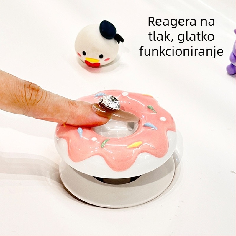 Donut oblik zátoke odvoda za umivaonik, keramika/plastika, s opružnim jezgrom, model D56842, moderni minimalistički stil