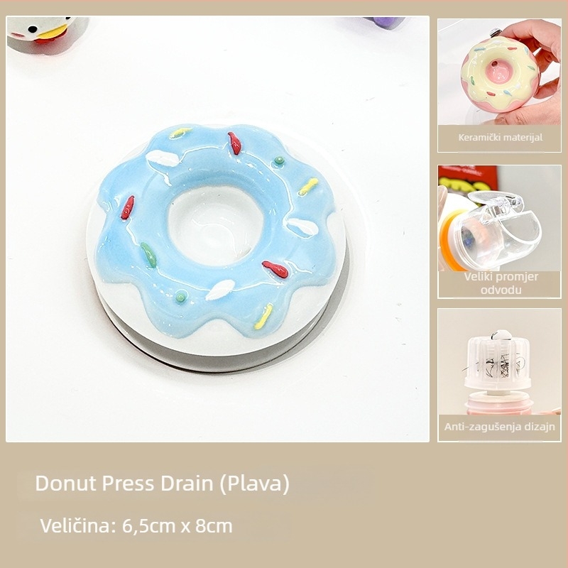 Donut oblik zátoke odvoda za umivaonik, keramika/plastika, s opružnim jezgrom, model D56842, moderni minimalistički stil