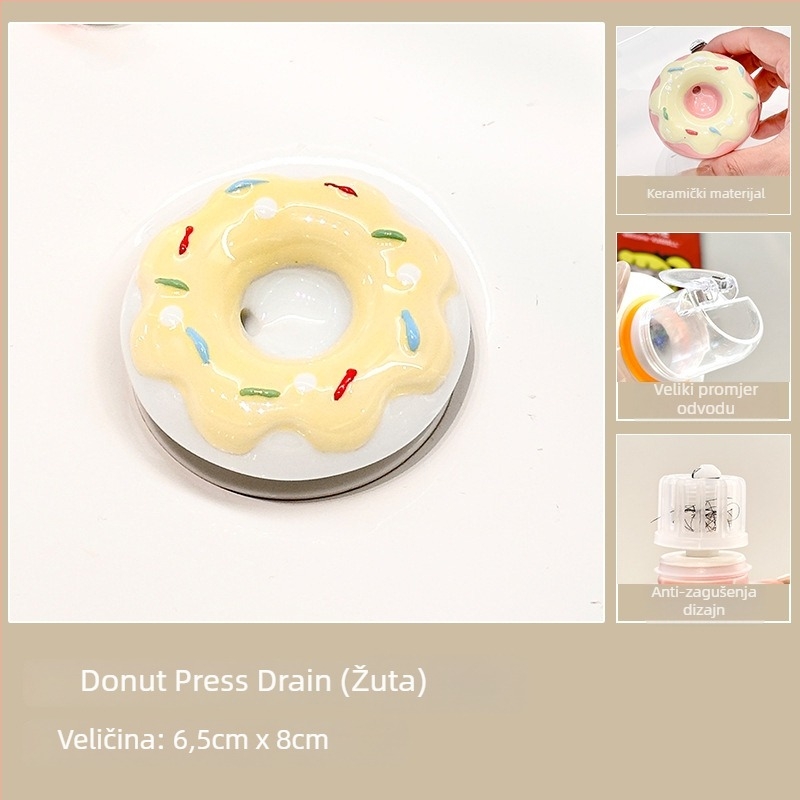 Donut oblik zátoke odvoda za umivaonik, keramika/plastika, s opružnim jezgrom, model D56842, moderni minimalistički stil