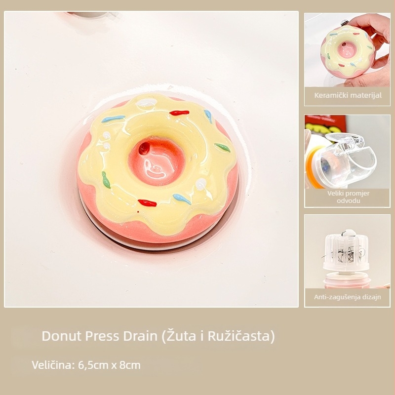 Donut oblik zátoke odvoda za umivaonik, keramika/plastika, s opružnim jezgrom, model D56842, moderni minimalistički stil