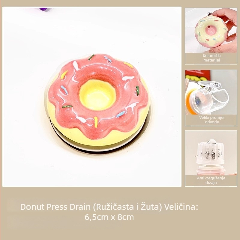 Donut oblik zátoke odvoda za umivaonik, keramika/plastika, s opružnim jezgrom, model D56842, moderni minimalistički stil