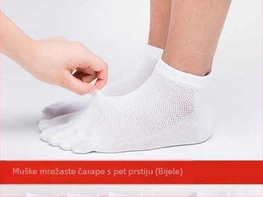 Muške čarape s prstima, nevidljive, prozračne pamuk, jednobojne, kratka duljina, upijaju znoj