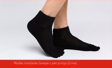 Muške čarape s prstima, nevidljive, prozračne pamuk, jednobojne, kratka duljina, upijaju znoj