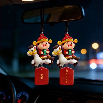 Ključni lančić Godine Konja — PVC materijal, životinjski uzorak, unutrašnja dekoracija auta, talisman Bogatstva