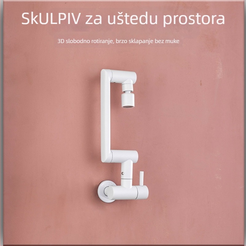 Kupaonska slavina za umivaonik, 304 nehrđajući čelik, zidna montaža, model Dber–1213, bakreni jezgreni ventil