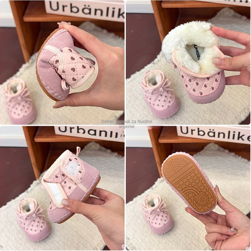 Unisex zimske cipelice za bebe s Velcro kopčom, gornji materijal sintetička koža, tople, za dob 6–12 mjeseci i 12–36 mjeseci, zimsko izdanje 2025