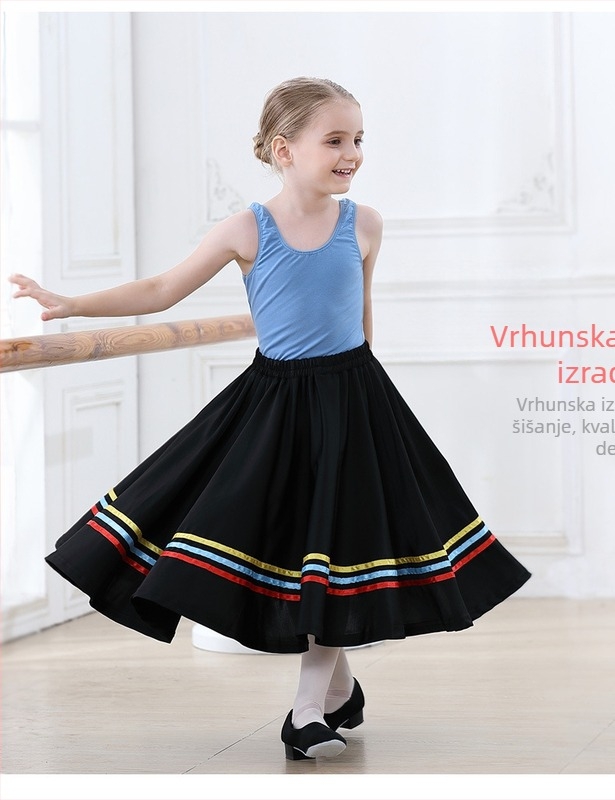 Baletna haljina za djevojčice za provjeru karakternog plesa, duga haljina od poliester materijala, za djecu 3–8 godina