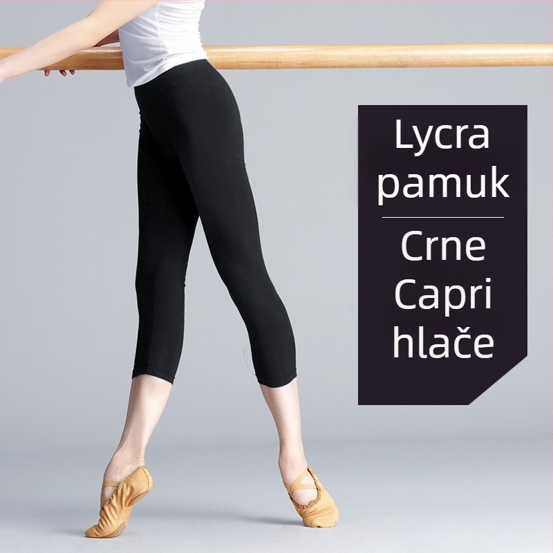 Ženske moderne plesne capri hlače, 95% pamuk, jednobojni uzorak, za balet i ples