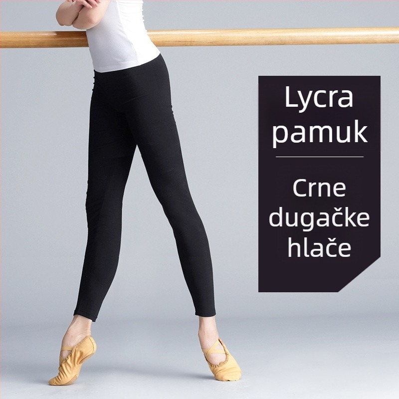 Ženske moderne plesne capri hlače, 95% pamuk, jednobojni uzorak, za balet i ples