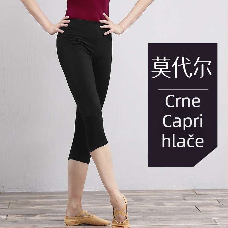 Ženske moderne plesne capri hlače, 95% pamuk, jednobojni uzorak, za balet i ples