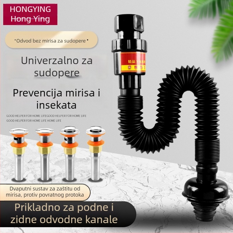 Odsvod za odvodnjavanje umivaonika sa S-oblika cijevi, ABS, Hong Ying, model Basin deodorant downcomer, moderan jednostavan stil