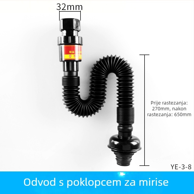 Odsvod za odvodnjavanje umivaonika sa S-oblika cijevi, ABS, Hong Ying, model Basin deodorant downcomer, moderan jednostavan stil