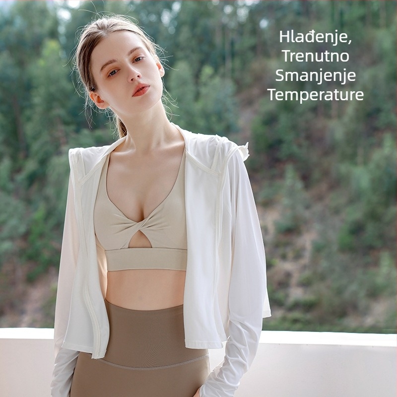 Vanjska UV-zaštitna kapuljača windbreaker za žene, najlon, prozračna, vodootporna, ultra lagana, reflektirajuća noćna vidljivost