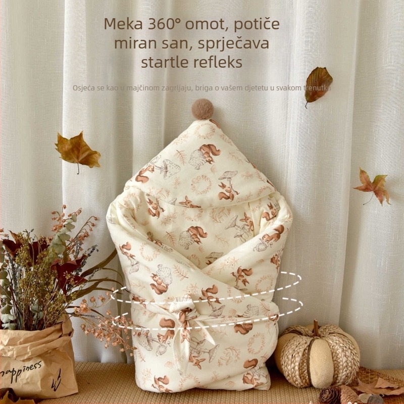 Novorođenačka zimska deka s čistom pamukom, punjenje poliester i pamuk, težina 0.55-1.0 kg, s odvojivom unutarnjom pamučnom slojem