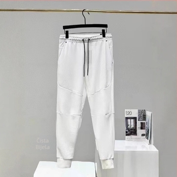 Muške pamukaste pletene hlače s uskim krojem za sport i trening, tkanina 350 g/m², jesen