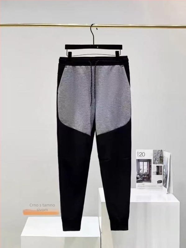 Muške pamukaste pletene hlače s uskim krojem za sport i trening, tkanina 350 g/m², jesen