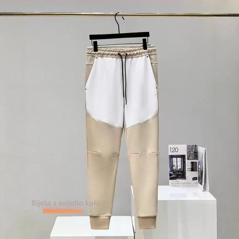 Muške pamukaste pletene hlače s uskim krojem za sport i trening, tkanina 350 g/m², jesen