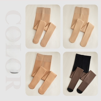 All-in-One Culotte čarape-hlače - Debeli najlon miks, Topla fleece podstava, Mikroelastičnost, Jednobojni uzorak