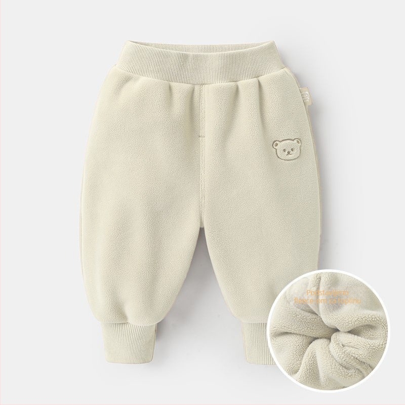Dječje hlače s fleecem, zimske, poliester 95%, za djecu 1–3 godine, korejski casual stil