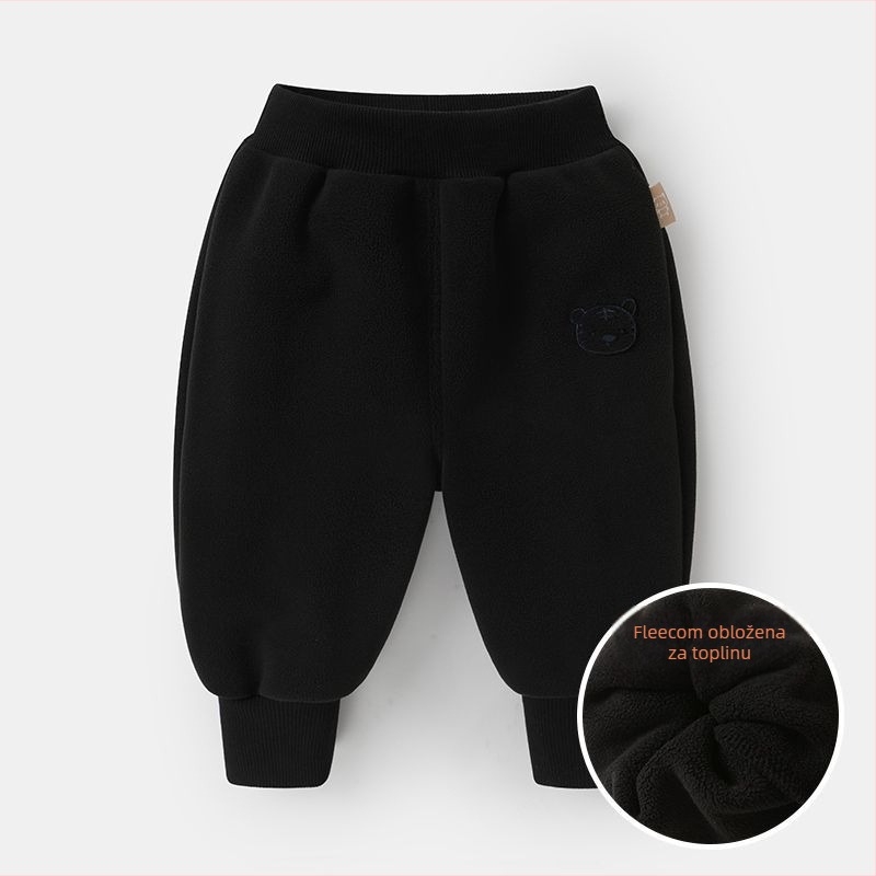 Dječje hlače s fleecem, zimske, poliester 95%, za djecu 1–3 godine, korejski casual stil