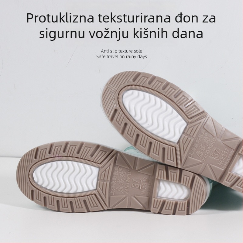 Ženske kišne čizme od PVC-a srednje dužine, protuklizne, vodootporne, lagane, bez kopčanja