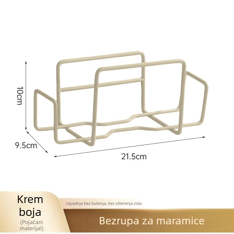 Zidni držač papirnatih ubrusa s kutijom za vlžne maramice i skladišnim prostorom, metalni četverokutni okvir, završna obrada pečena boja, japansko-korejski stil.